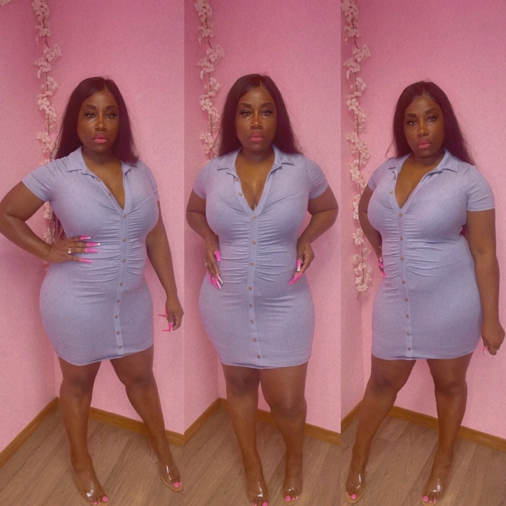 💜 Plus Size Ruched Polo Shirt Dress 💜